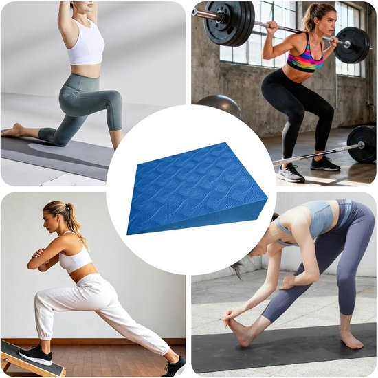 Yoga Wig - Squat blok Foam Wedge - Balans Training - Ergonomisch Schuim - 15x12x5 cm - Blauw — afbeelding 3