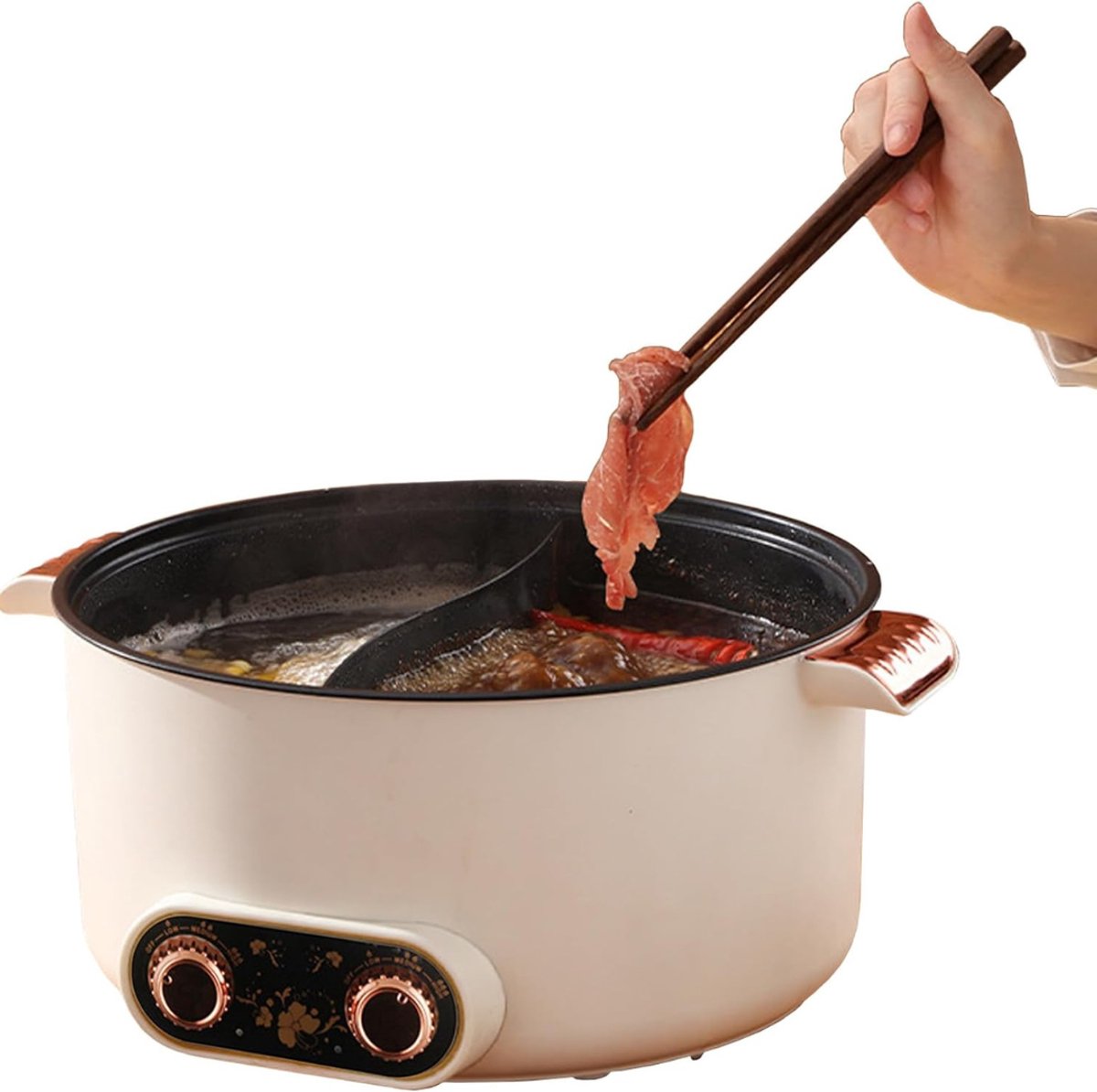 QUOVO® Hotpot Pan - Hot Pot Pan Chinees - Hot Pot Pan 2 Vaks- Room- 15cm x 30cm x 15cm