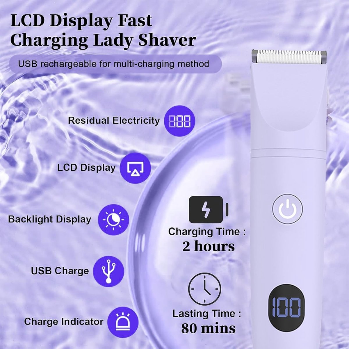 Thijox - Scheerapparaat voor Dames, 3-in-1 Elektrisch Scheerapparaat, Haartrimmer voor Vrouwen, Lichaamstrimmer, Intieme Scheerapparaat, IPX7 Waterdic thumbnail 2