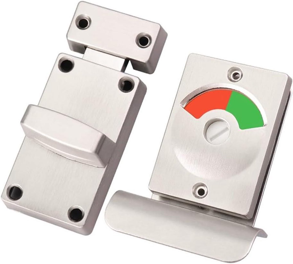 Toilet Deurslot - Privacy Slot - Badkamer Toegang - Rood Groen Indicator - 10 x 10 x 5 cm - Zilver