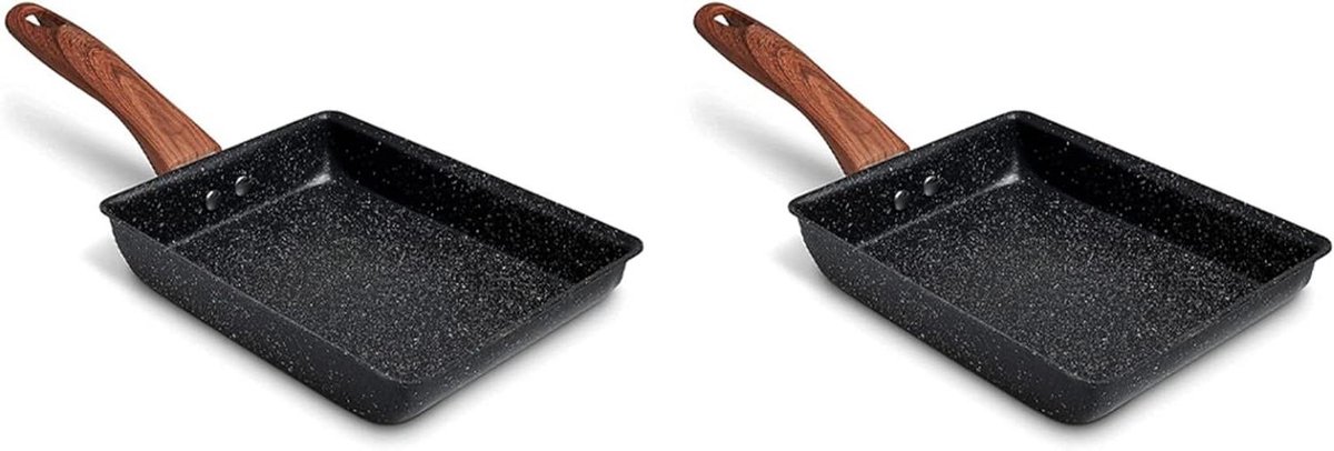 Tamagoyaki Pan - Omeletpan Vierkant - Ontbijt Maken - Antiaanbaklaag - 18 x 15 cm - Zwart