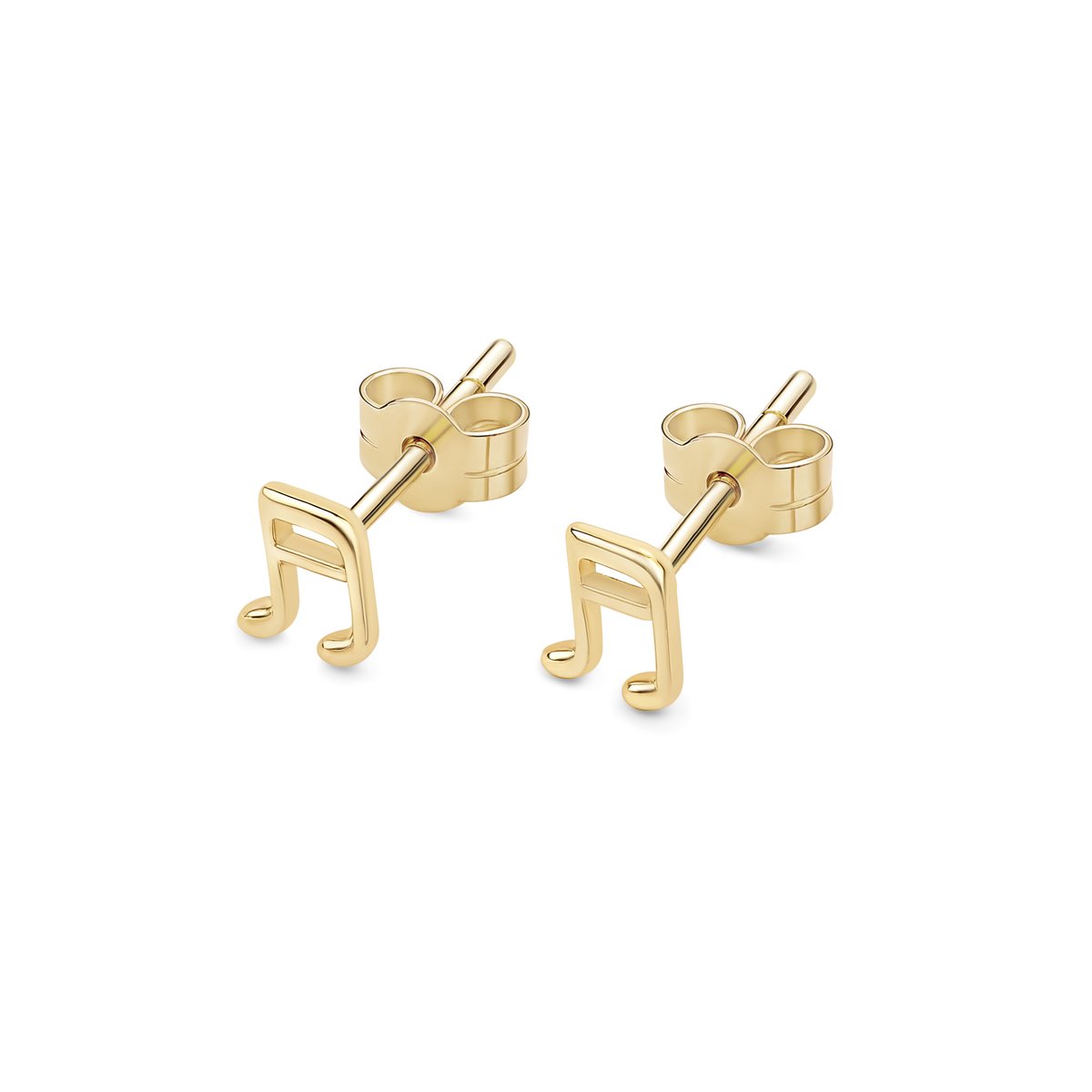 14kt - Geelgouden Oorstuds met Muzieknoot 7 mm - 0,8 mm Staaf Dikte - 14 Karaat Gouden Oorbellen voor Dames - Muziek Oorknopjes - Echt Goud (585) - Inclusief Echtheidscertificaat