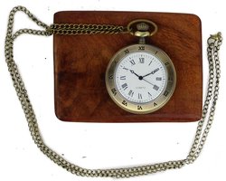ARTVARKO Brons Open Romeinse Nummer Zakhorloge met Lange Ketting in Handgemaakte Houten Doos, Brons, Standaard, Antiek, Vintage, Brons, Standard, Antiek, Vintage