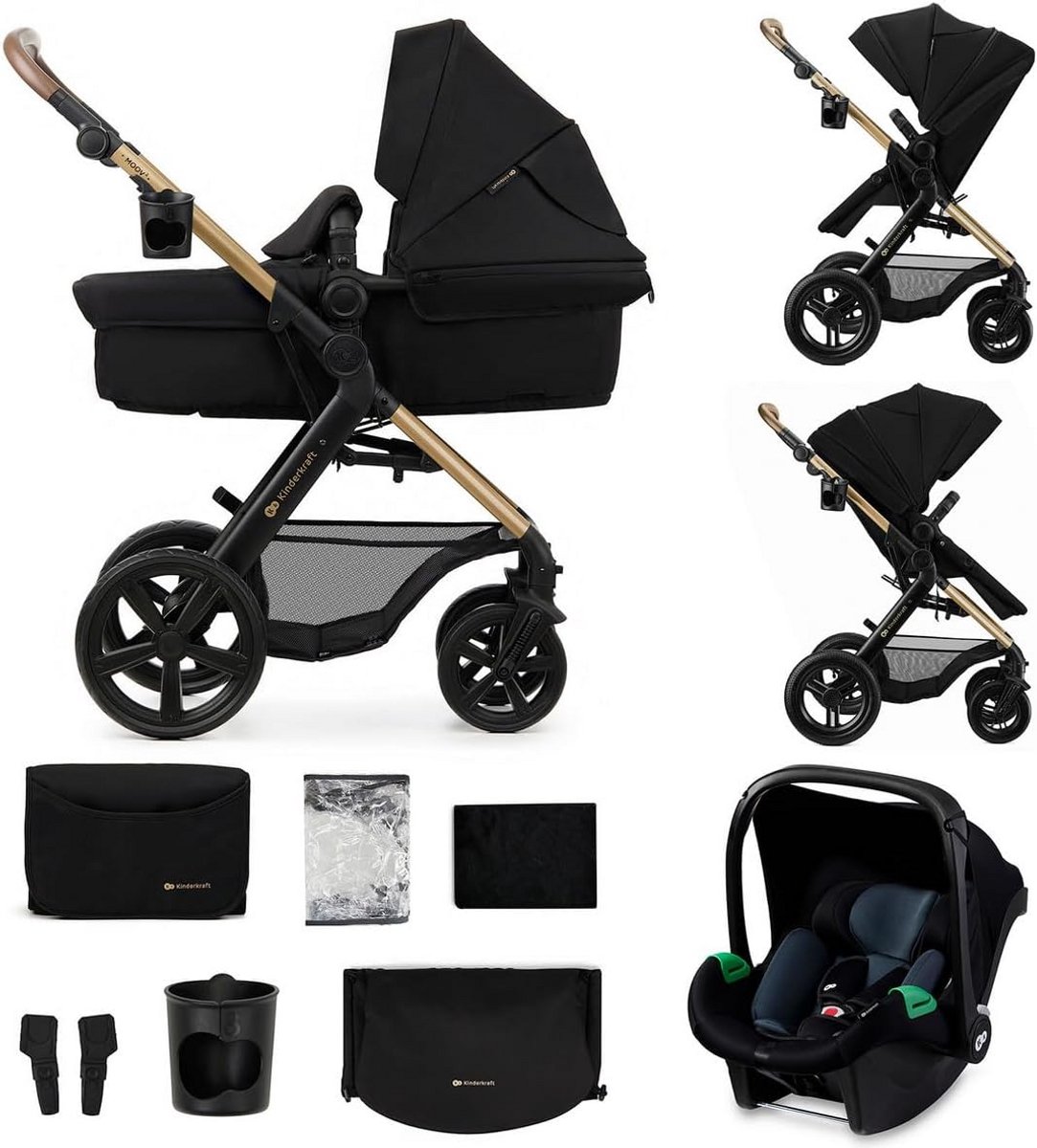 3-in-1 Kinderwagen met XL Reiswieg en Autostoel tot 27 kg