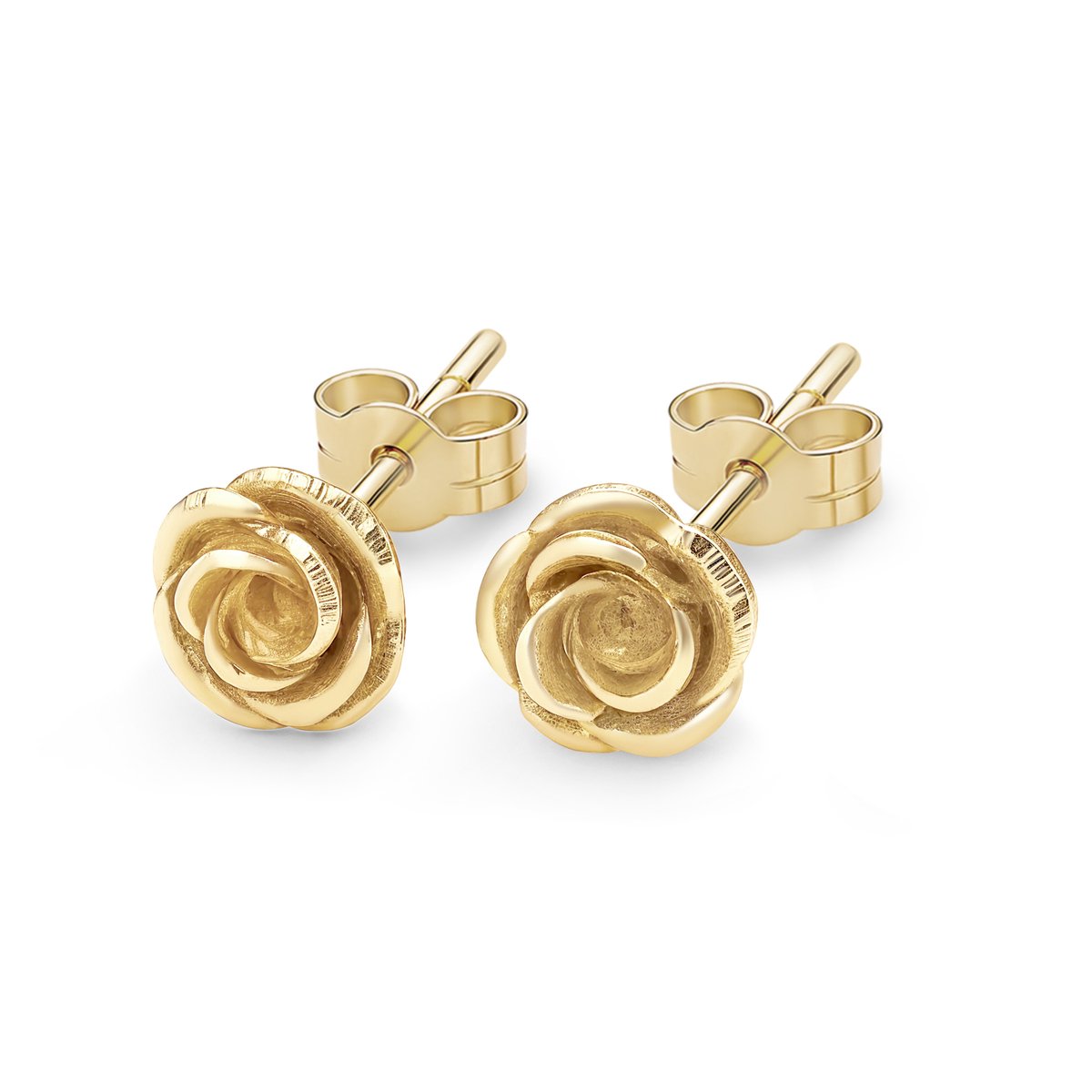14kt - Geelgouden Oorstuds met Roos Top 9 mm - 0,8 mm Staaf Dikte - 14 Karaat Gouden Oorbellen voor Dames - Roos Oorknopjes - Echt Goud (585) - Inclusief Echtheidscertificaat