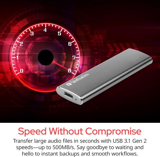Externe SSD 240 GB - USB 3.1 Gen 2 - Leessnelheid 500 MB/s - Plug-and-Play - Aluminium Behuizing - Compact Voor Onderweg - Inclusief USB-C en USB-A Kabel — afbeelding 3