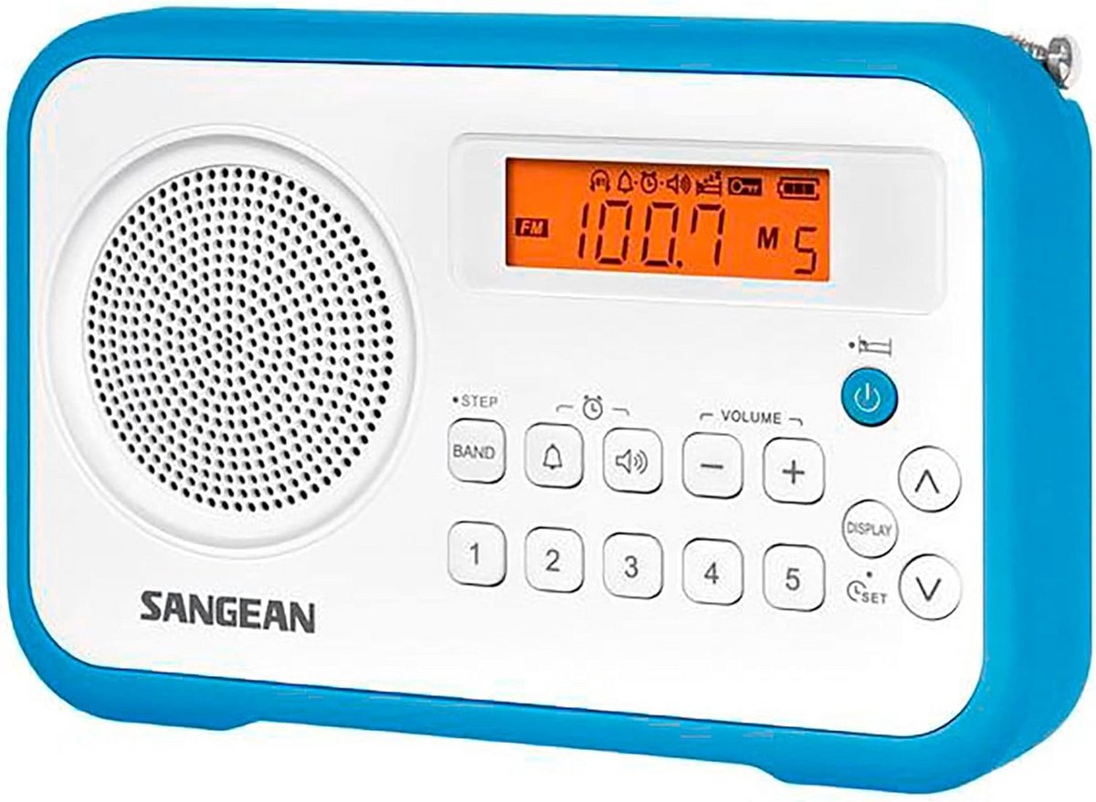 Draagbare AM/FM Digitale Radio - Blauw - Met Batterij-indicator en Wekker
