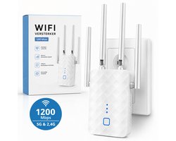 WiFi Versterker Stopcontact – 1200 Mbit/s – Dual Band 2.4G & 5G – WiFi Repeater – WiFi Booster – WiFi Extender – Inclusief Ethernetpoort & NL Handleiding