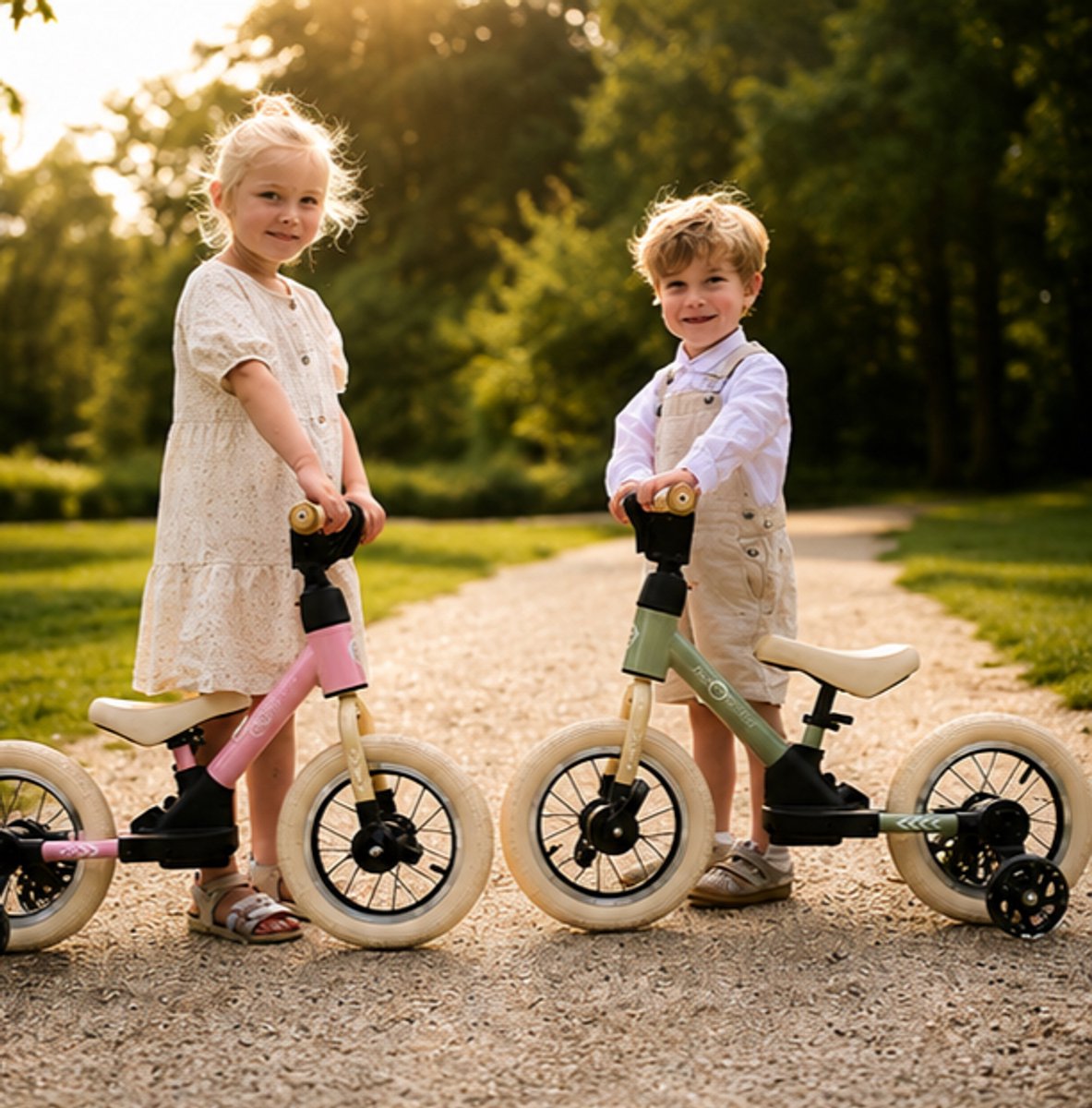 Kidcruiser Loopfiets 2+ jaar - Optioneel met LED Zijwieltjes & Trappers - 3-in-1 Kinderfiets - 12 inch – Roze & Creme wit – Modulair Design — afbeelding 10