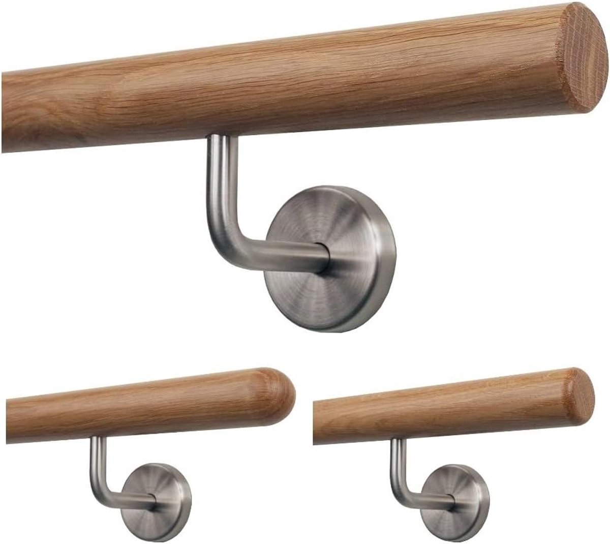 Houten Leuning - Trap Leuning - Veilig Trap Lopen - Massief Eikenhout - 90 cm - Houtkleur