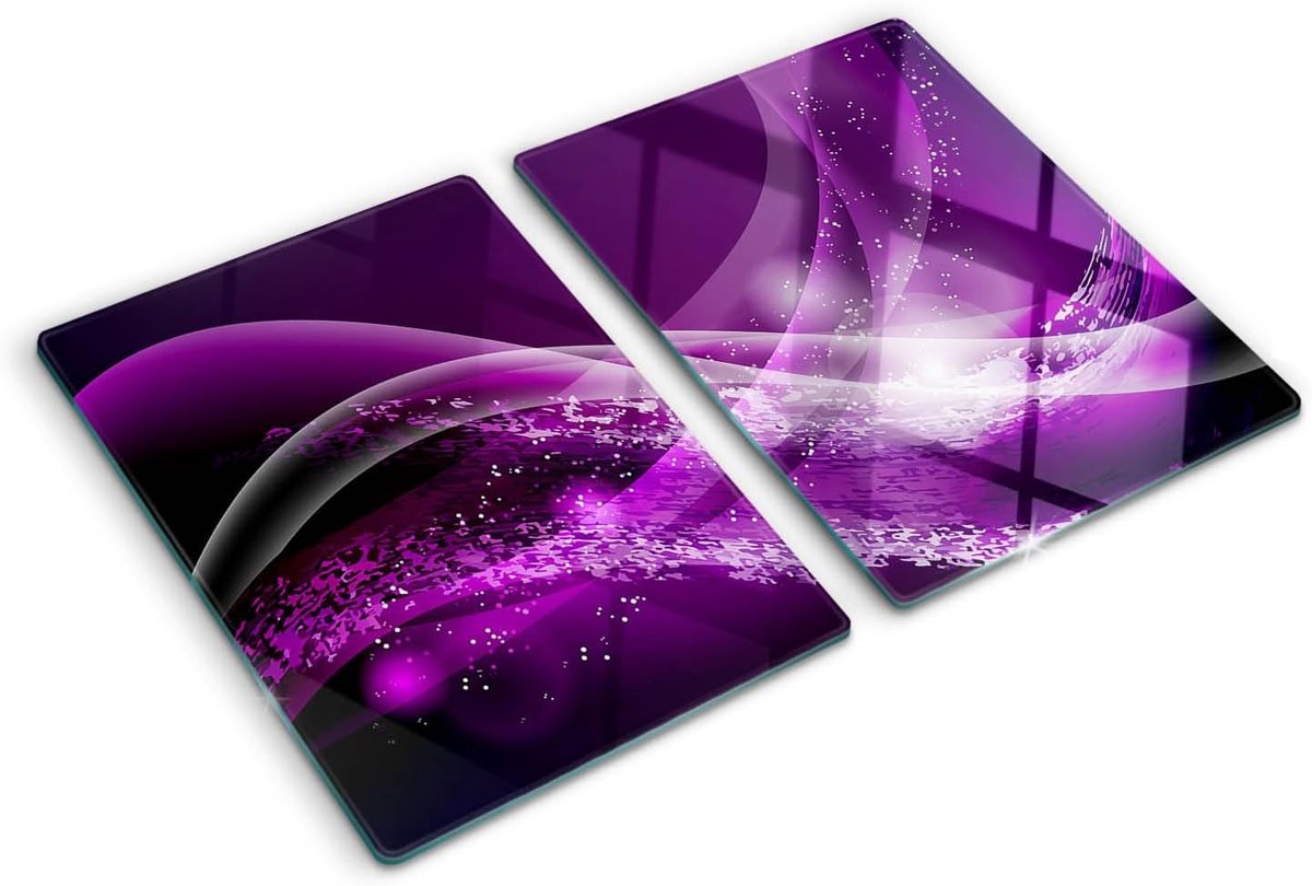 Grote glazen kookplaatafdekking en snijplank 2x40x52cm - Hittebestendige achterwand