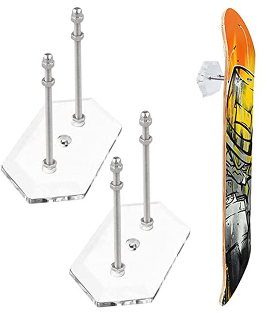 Skateboard Wandmontage - 2 Stuks Duidelijke Acryl Muurbevestiging voor Skateboard Display