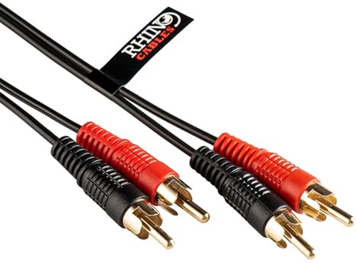 Gouden RCA-audiokabel 2 naar 2 male - dubbele telefoonkabel, phono-kabel, audio-splitter voor thuisbioscoop en luidsprekers
