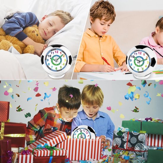 Stille Kinderwekker Analoog Voetbal met Nachtlampje en Snooze – Leren Klokkijken voor Jongens en Meisjes — afbeelding 5
