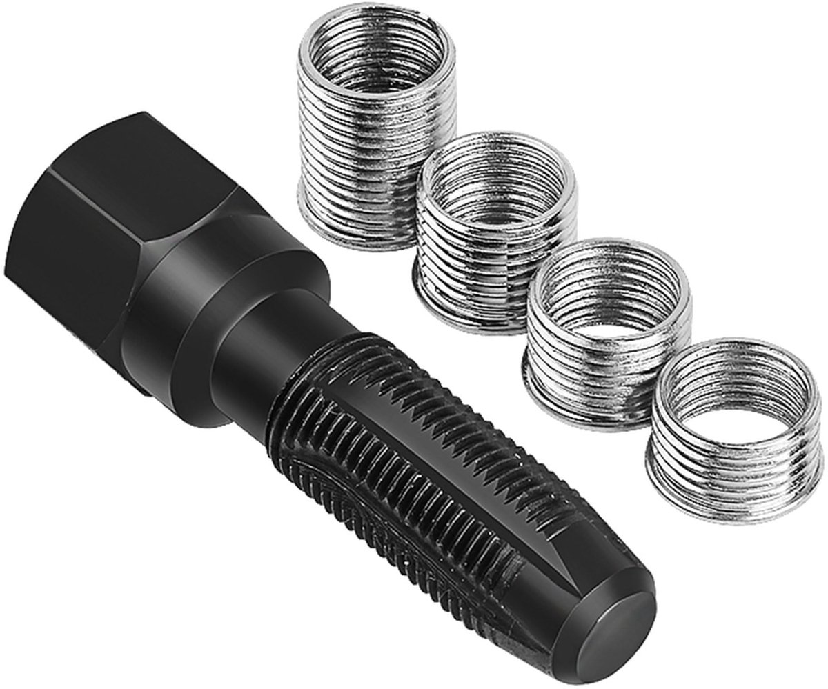 MTTproducts- Reparatiegereedschap Set van 5 - Bougieschroefdraad M14 x 1,25 - Rethreading Kaars - Cilinderschroefset - Inclusief 14 mm Tapruimer - Gemaakt van Chroom-vanadium-staal - Schroefdraadset
