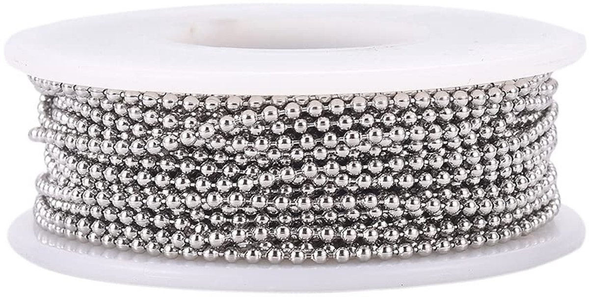 MTTproducts- Ball Chain 1.5mm - 304 Roestvrij Staal - 10 Meter Rol - Soldered - Sterk - Voor Sieraden en Kunstprojecten - Ketting