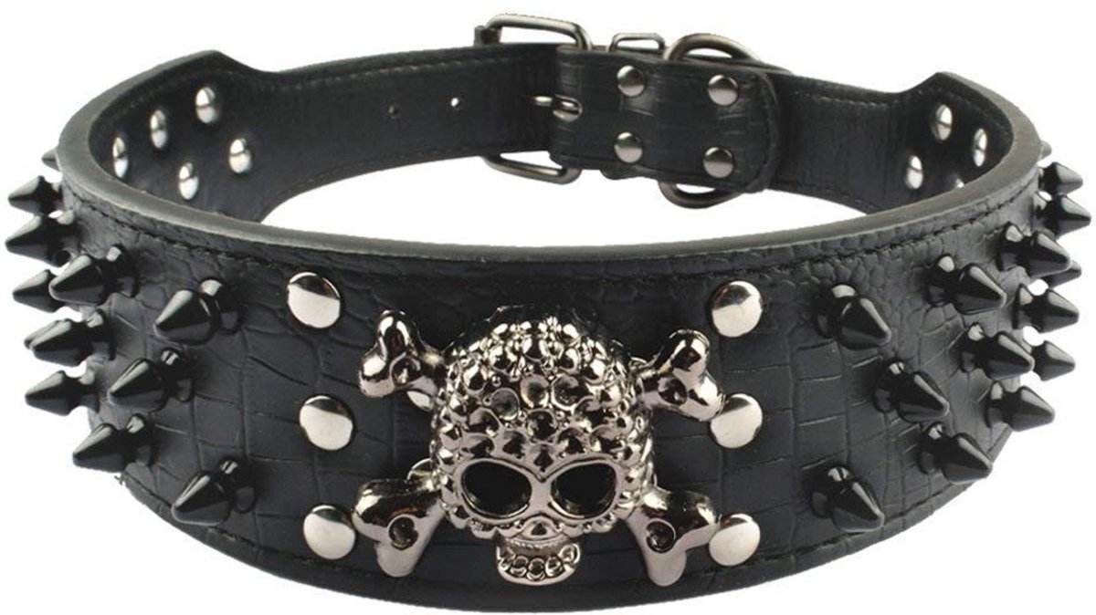 NTH products- Hondenhalsband Kunstleer - Verstelbaar 2 Inch Breed - Studded Spikes - Voor Middelgrote/Grote Honden - 20/22/24/26 Inch Hals - 100% Kwaliteitsgarantie - Hondenriem