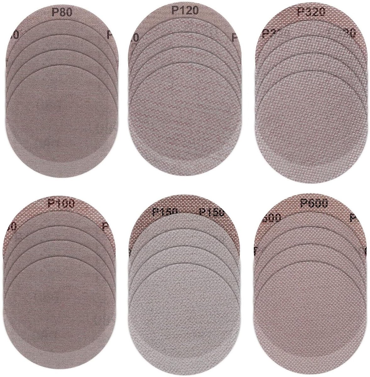 MTTproducts - Mesh Schuurdiscs - 30 Stuks - Dust-free Schuren - Diameter 125 mm - Aluminium Oxide - Geschikt voor Hout en Metaal - Coated