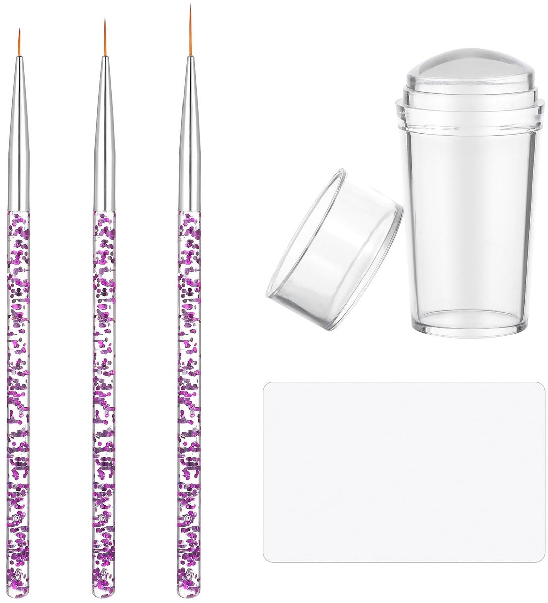MTTproducts- Nagelstempel Set - Siliconen Nagelstempel - Nagelkwastenset - Nagelschraper - Professionele Manicure - Transparant/Paarse Kleur - Nagelkunst