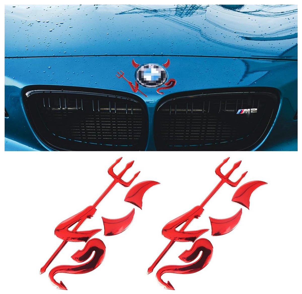 MTTproducts- Autostickers 3D Waterdicht - Duiveltjes Embleem - Autosieraden - Vrachtwagen/Motorfiets - 2-Pack - PVC-Coating - Autodecoratie