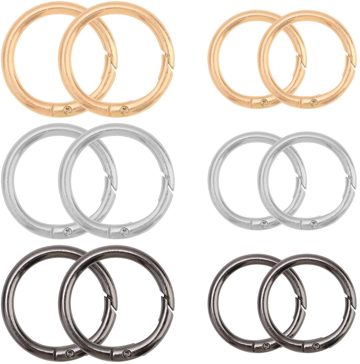 MTTproducts- Karabijnhaak Ronde - 12-delige Set - Roestvrij Staal - Sleutelhanger - DIY Tasringen - Corrosiebestendig - Verkrijgbaar in 3 Kleuren - Snaphaak