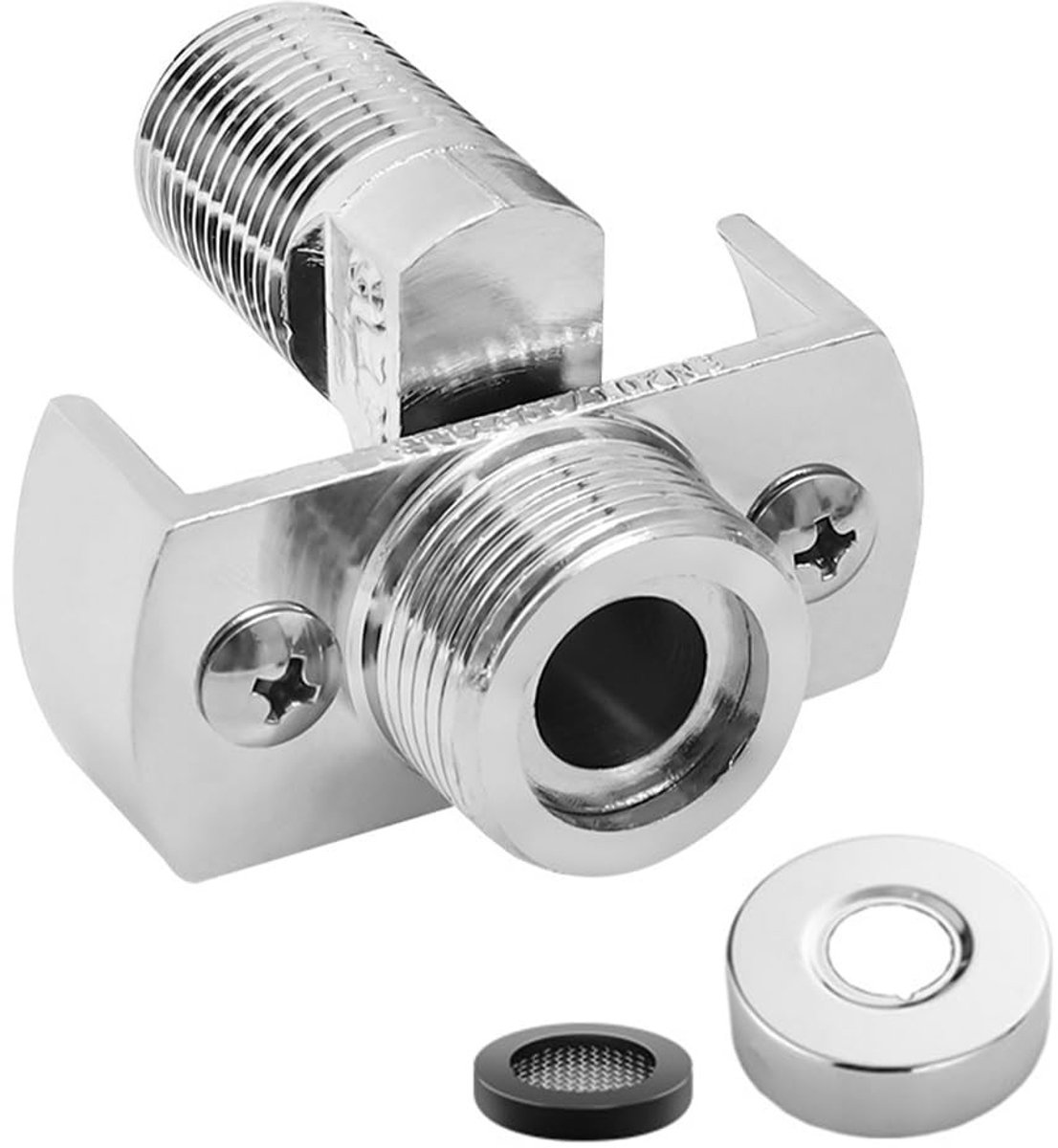 MTTproducts - Douchearmatuuradapter - Messing Armventiel - Corrosiebescherming - Compact Formaat - Excentrische Hoekkraan - Geschikt voor Baden - Korte...