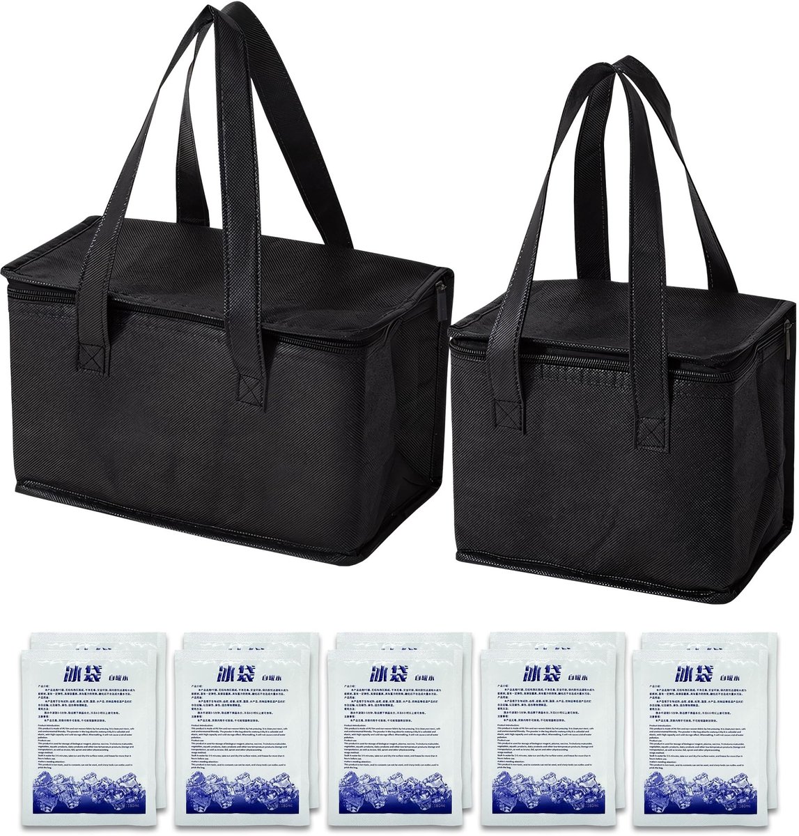 MTTproducts- Koeltas Set 7,5 l/5 l - 10 Koelaccu's - Opvouwbaar - Isolatietas - Lange Koelcapaciteit - Stabiele Bodem - Koelbox
