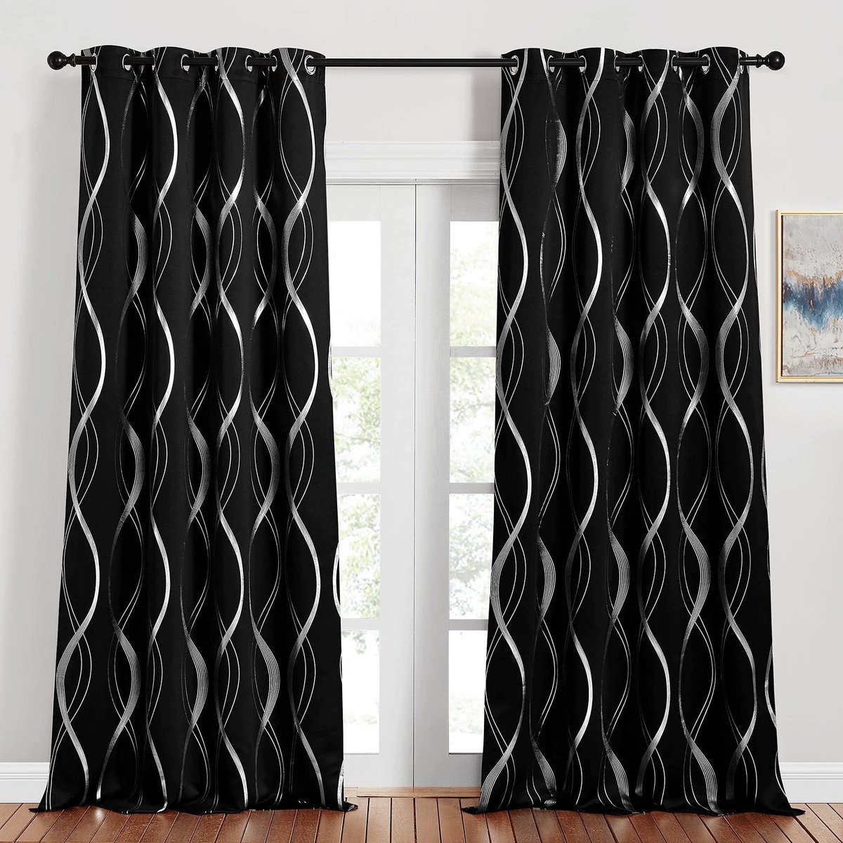 MTTproducts- Verduisteringsgordijnen set van 2 - H 245 x B 140 cm - ondoorzichtig - thermisch - met inslagringen - zwart zonder inkijk - Gordijnen
