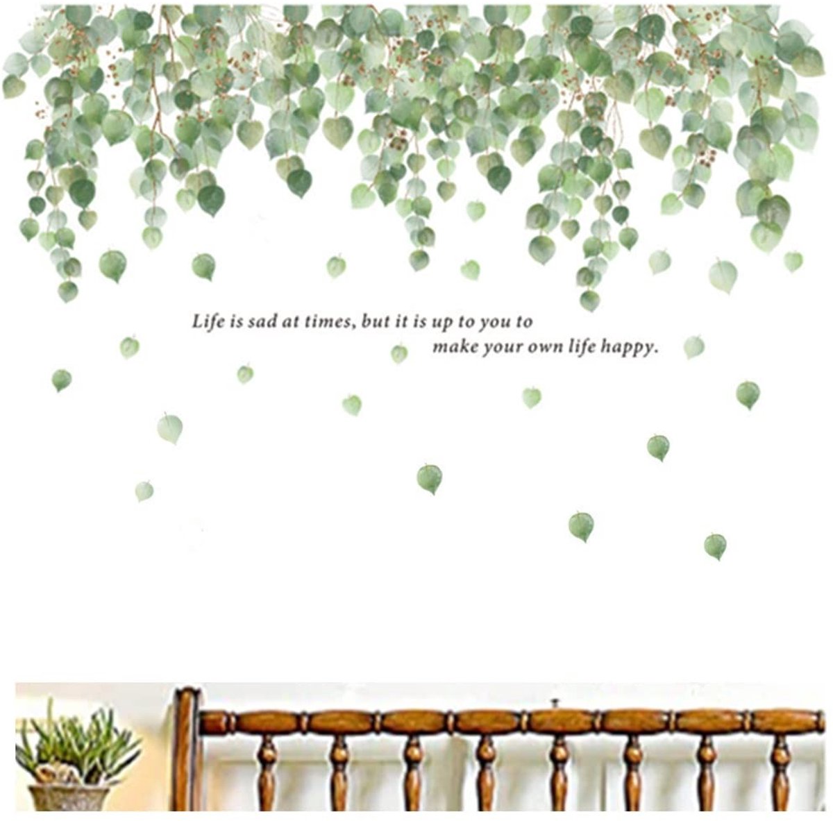 MTTproducts- Wandstickers Waterproof - Eucalyptus Bladeren - 2 Stuks - Muurstickers - Tropische Planten - Uniek Ontwerp - 90 x 30 cm - Muursticker