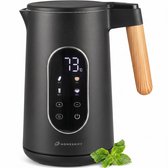 HomeShift® Waterkoker met Temperatuurregeling - Warmhoudfunctie - Dubbelwandig - Elektrisch - 1,7 Liter - 2200W - Zwart / Hout