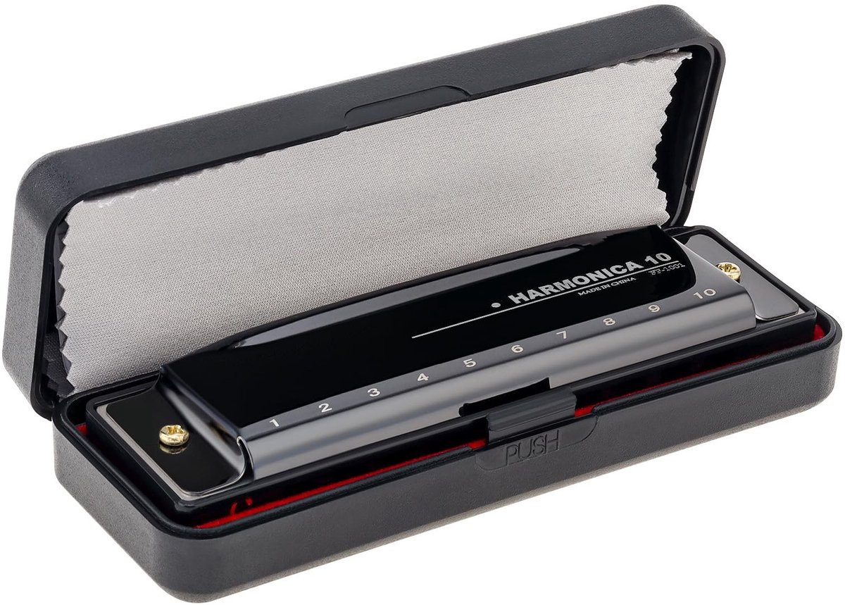 MTTproducts- Mondharmonica C - 10 gaten - Blues mondharmonica - Roestvrij staal - Metaal - Fosforbrons riet - Comfortabel mondstuk - Harmonica