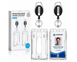 Twenty4seven® Badgehouder met Trekkoord - 2 Stuks - Pashouder met Koord & Clip - Uittrekbare Sleutelhanger - voor Badge & Pasjes