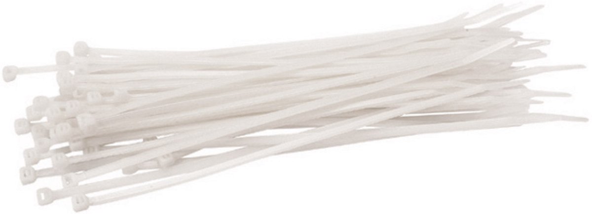 TOOLTECH Kabelbinders 370 x 4.8 mm Wit – 100 Stuks – Nylon Tie Wraps – Kabel Tyraps