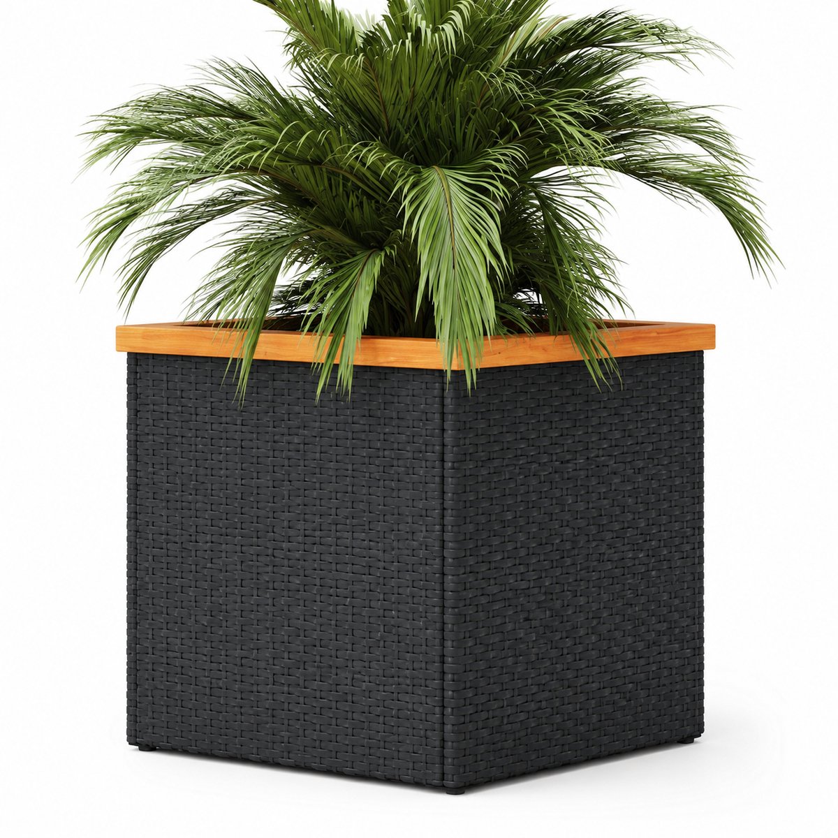 Lifero Plantenbak - Rotan Plantenbakken - Bak Planten - Bloembak - Bloempot - Rattan Plantenpot - Buiten Pot Bloemen - Zwart