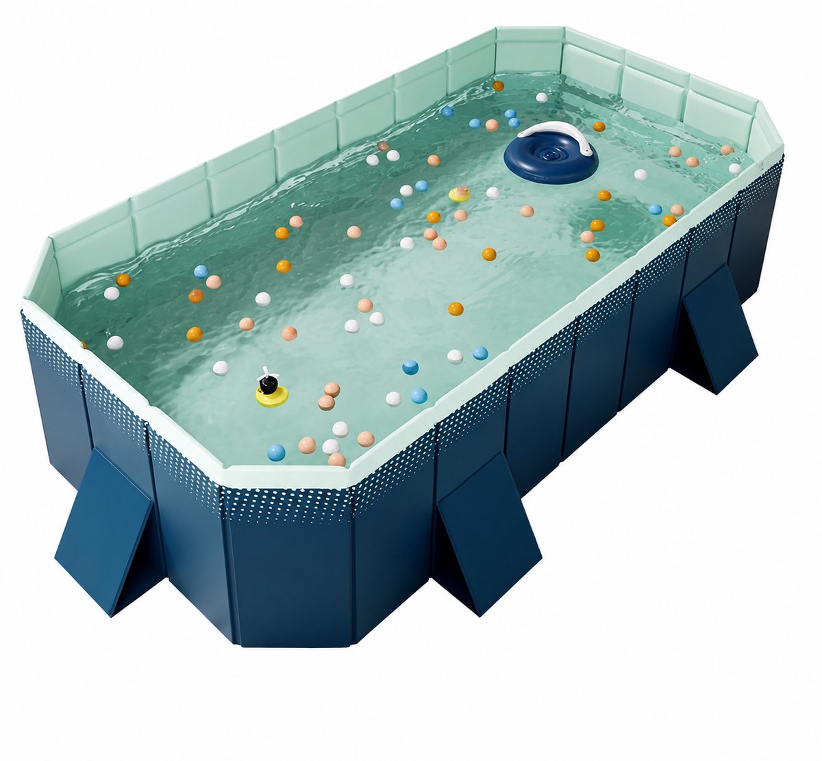 M-Goods - Groot Opvouwbaar Zwembad - Inklapbaar Familiezwembad - PVC Opzetzwembad - Compact Opvouwbaar - Tuinzwembad voor Kinderen & Volwassenen - 180x140x55 cm