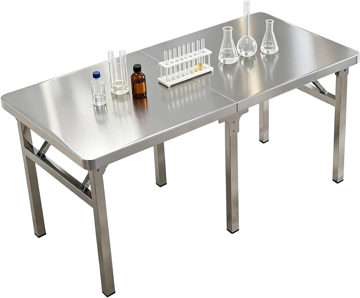 Klaptafel RVS - Werktafel Outdoor - Voedselbereiding Buiten - Ruim Werkblad - 100x70x75cm - Zilver