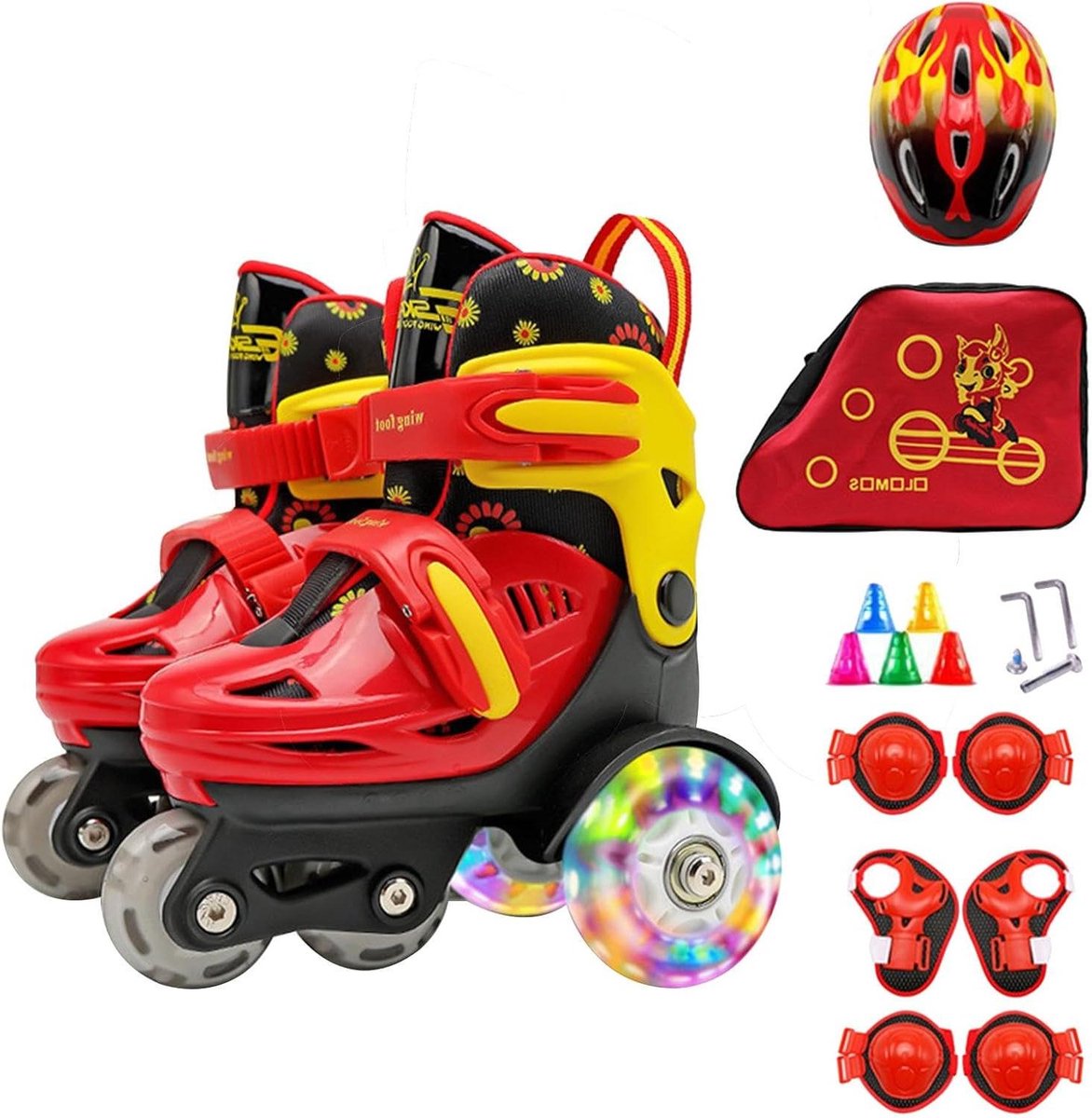 Kinder rolschaatsen - Schaatsen voor beginners - Buiten sporten - Verstelbaar en veilig - 3-8 jaar - Zwart rood
