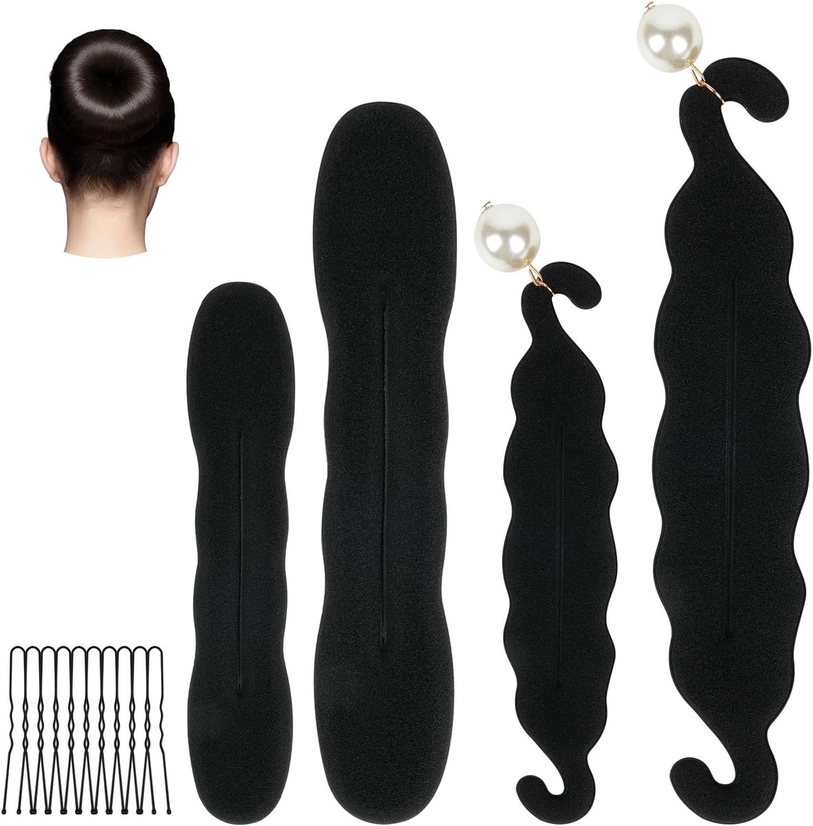 4-delige Haar Donut Maker Set voor Franse Hairstyle, Gemakkelijk DIY Bands, Foam Spons voor Creatieve Haarsstyling en Magic Hair Twist voor Meisjes