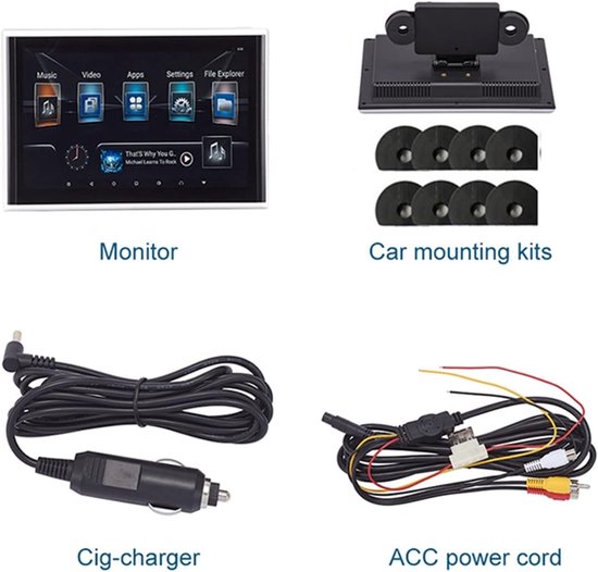 Draagbare dvd-speler voor videospelers op hoofdsteunen in auto's 10.1 Inch Auto Hoofdsteun Monitor IPS Touchscreen 1080P Auto Achterbank Videospeler FM AirPlay HDMI In met HD-roterend scherm (Color : — afbeelding 5