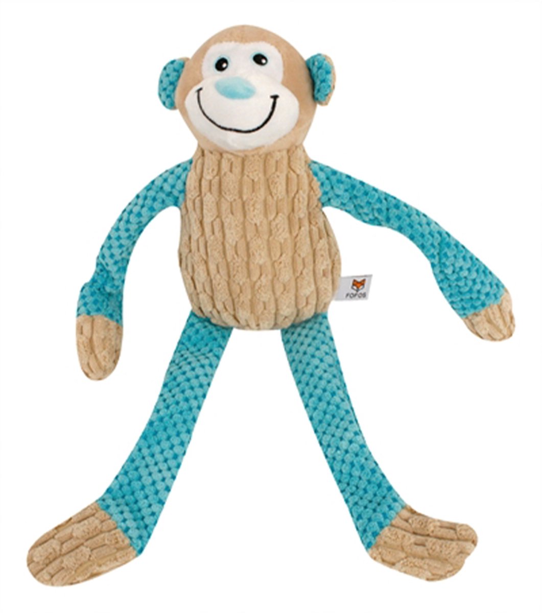 cocapet hondenknuffel - long leg monkey - crinky en pieper - 48,5X48,5X12 cm -touw in de armen - leuk voor groot en klein - wasbaar