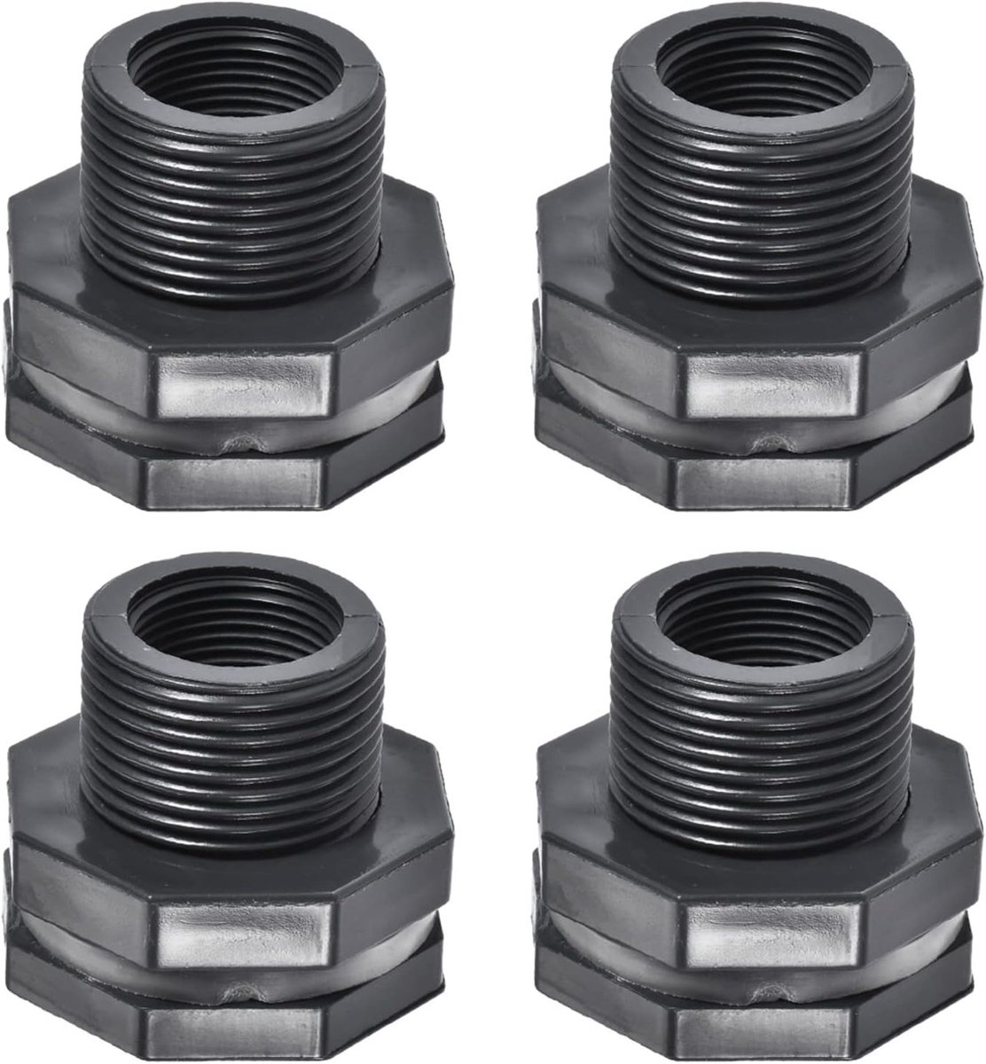 Dubbele Draad Bulkhead Water Tank Aansluiting met Siliconen Seal voor Aquarium - PVC Fittingen, Muurdoorvoer en Waterdichting (G3/4 Bushing 1.5 Inch)
