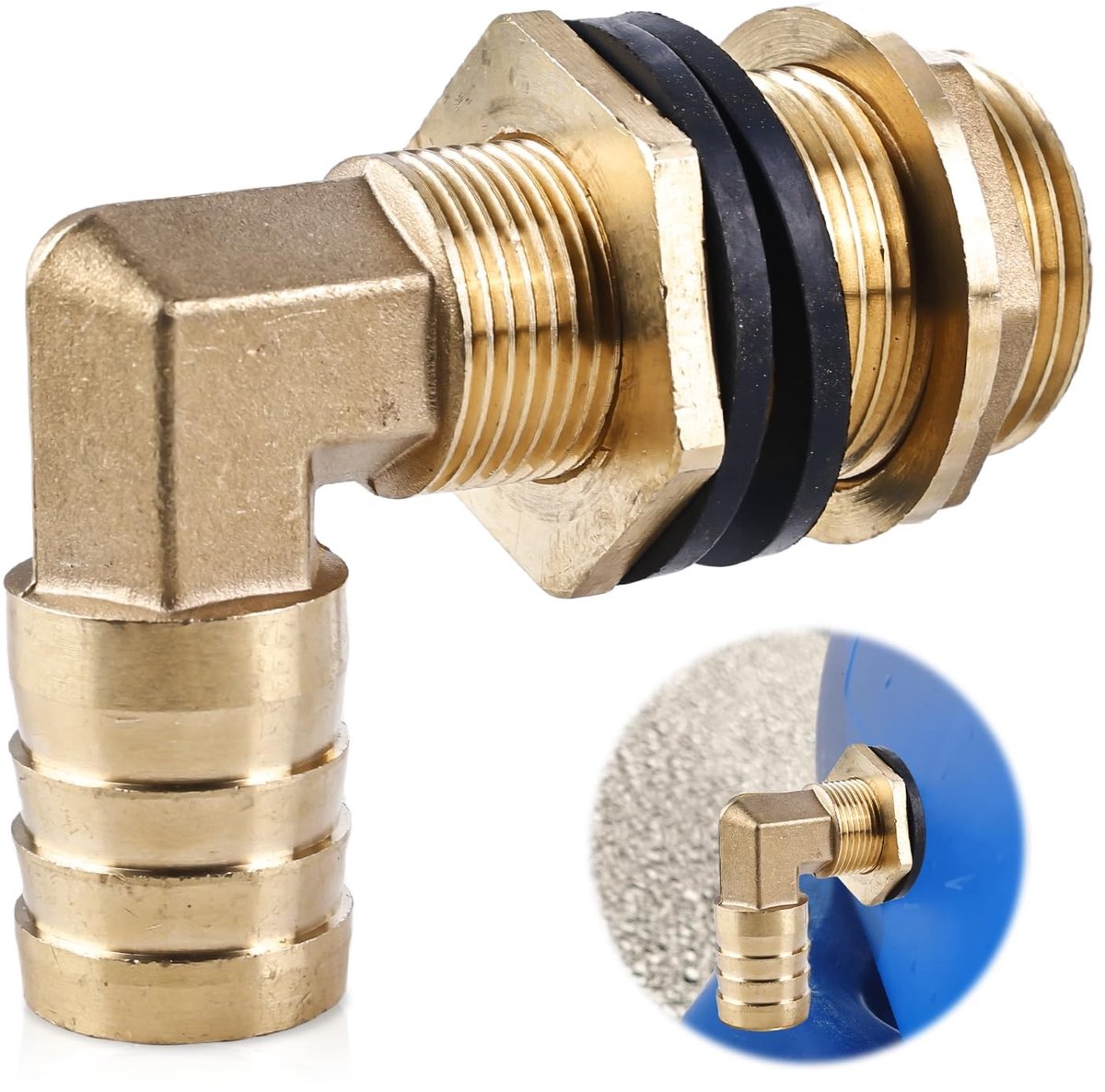 Cosensi- Regenwaterafvoer Met 3/4 Inch IG - Tankdoorvoer - Tankbeugel - Regenvat Aansluiting - Slanguitgang 25 mm - 2 Hoge Kwaliteit Seals - Regenwatertank