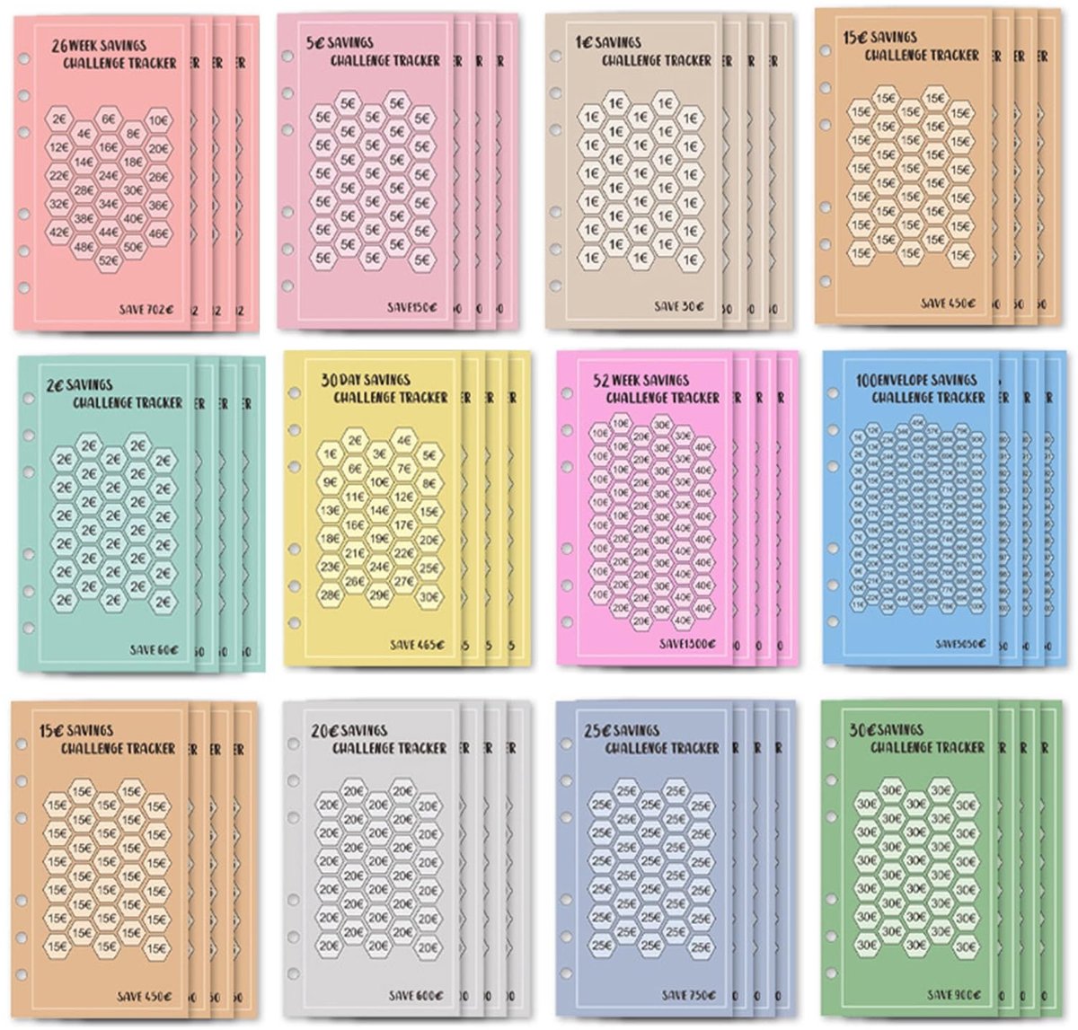 Cosensi- Huishoudplanner A6 - Budget Planner met 48 Vellen - Geldbesparingsuitdagingen - Spaarplanner - Budgetplanningsaccessoires - Financieel Beheer - Budgetplanner