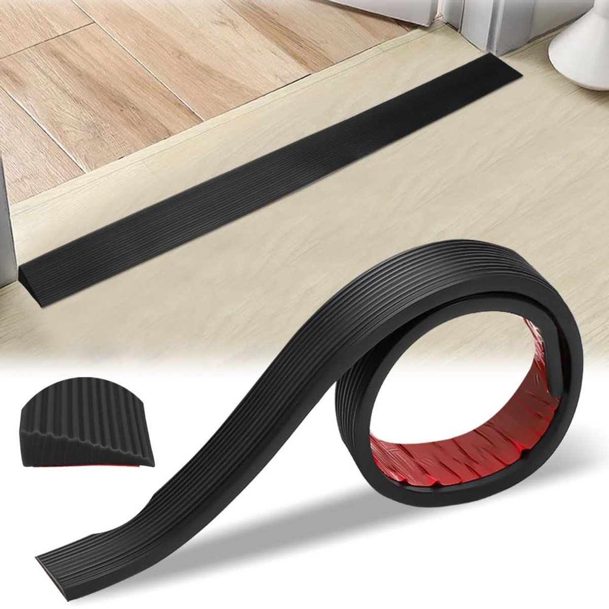Cosensi- Helling 5 cm x 2 m - Rubber Drempelhelling - Zelfklevend Overgangsprofiel - Rolstoelhelling - Drempelstrip - Flexibel en Aanpasbaar