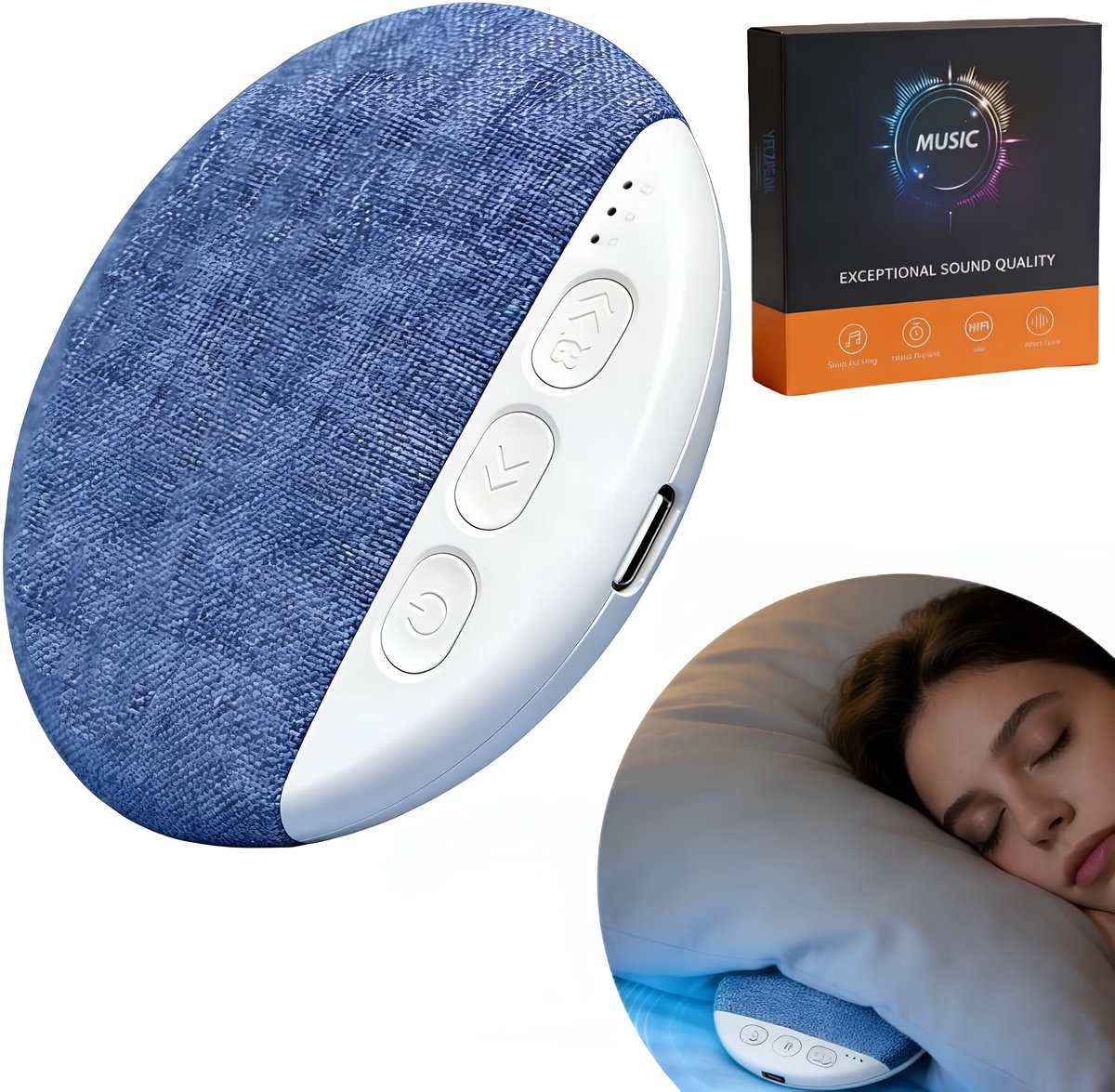 Goodli Kussen Slaapspeaker - White Noise Machine voor Volwassenen - Witte Ruis Slaaphulp - Bluetooth 5.4 - Met Verschillende Timer Standen