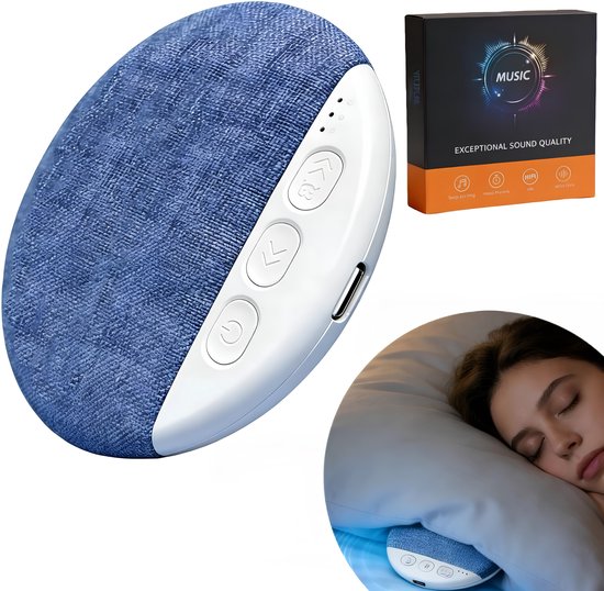 Goodli Slaapspeaker Onder Kussen - Draadloze Bluetooth 5.4 Kussenspeaker met Timer - Wit en Grijs