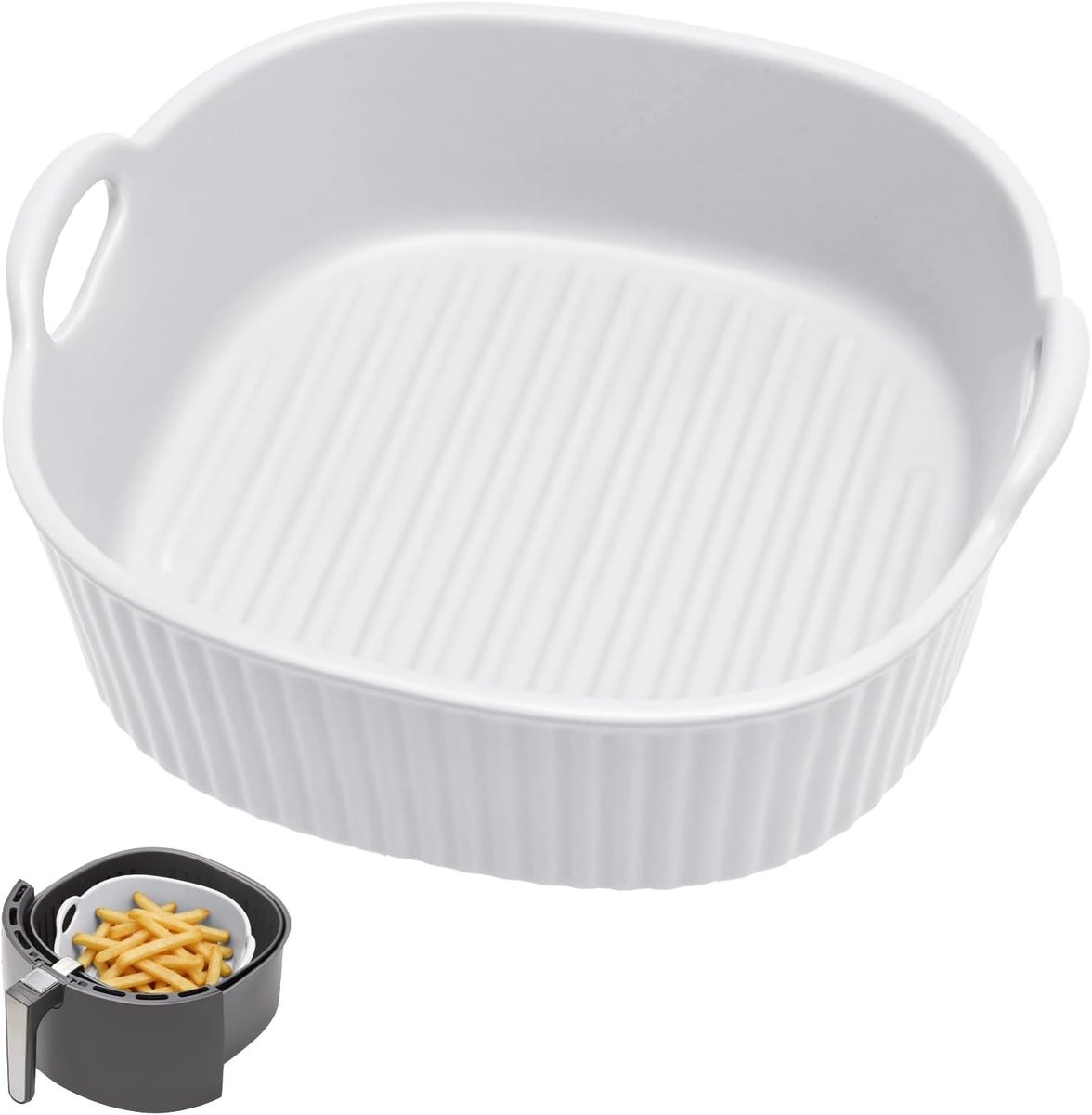 Gekleurde keramische ovenschaal voor heteluchtfriteuse, ideaal voor lasagne, friet en soep bereiden