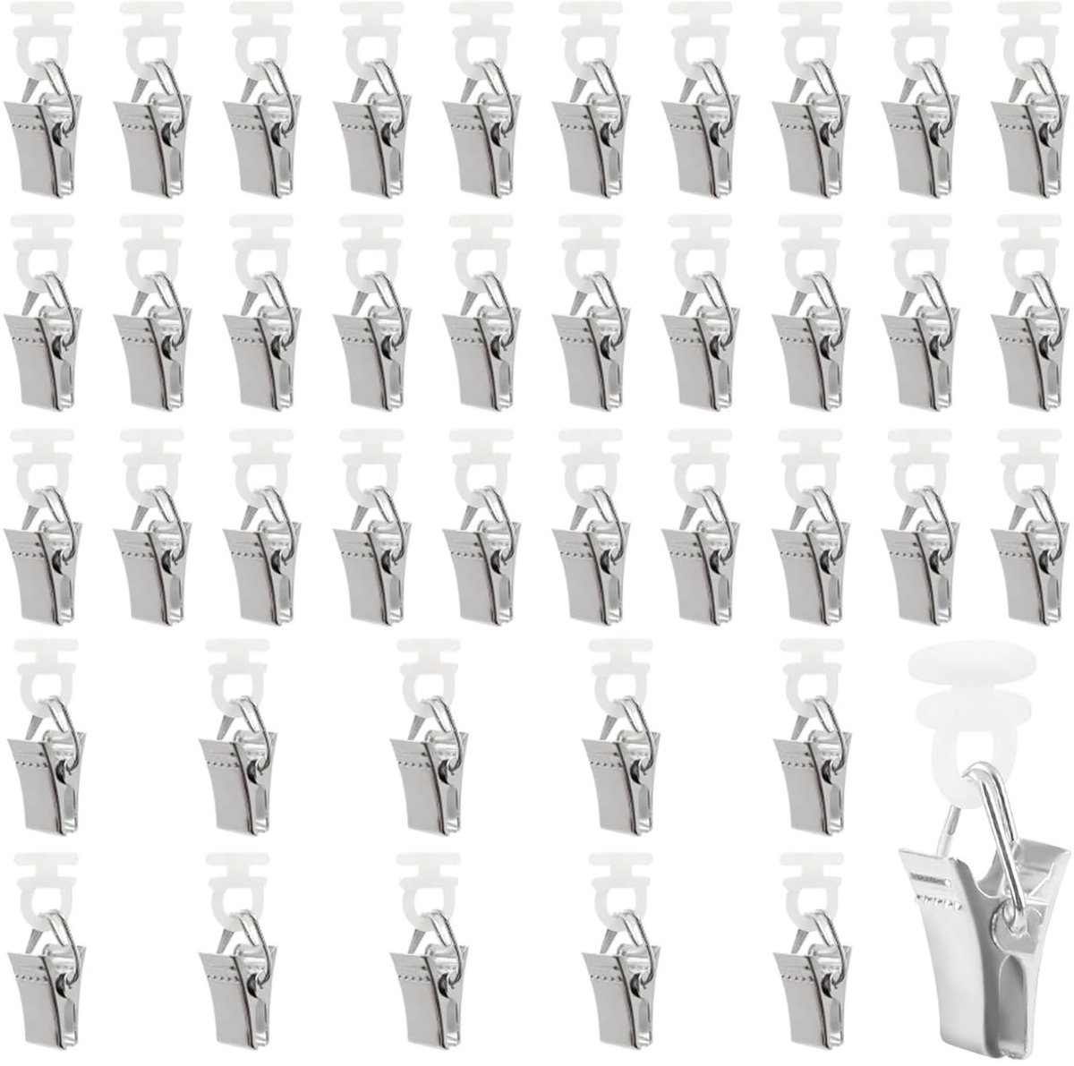 Cosensi- Gordijnhaken 50 Stuks - Gordijnhaken met Rollen - Gordijnklemmen - Klemmen voor Gordijnen - Kunststof/IJzer - Eenvoudige Installatie - Gordijnclips