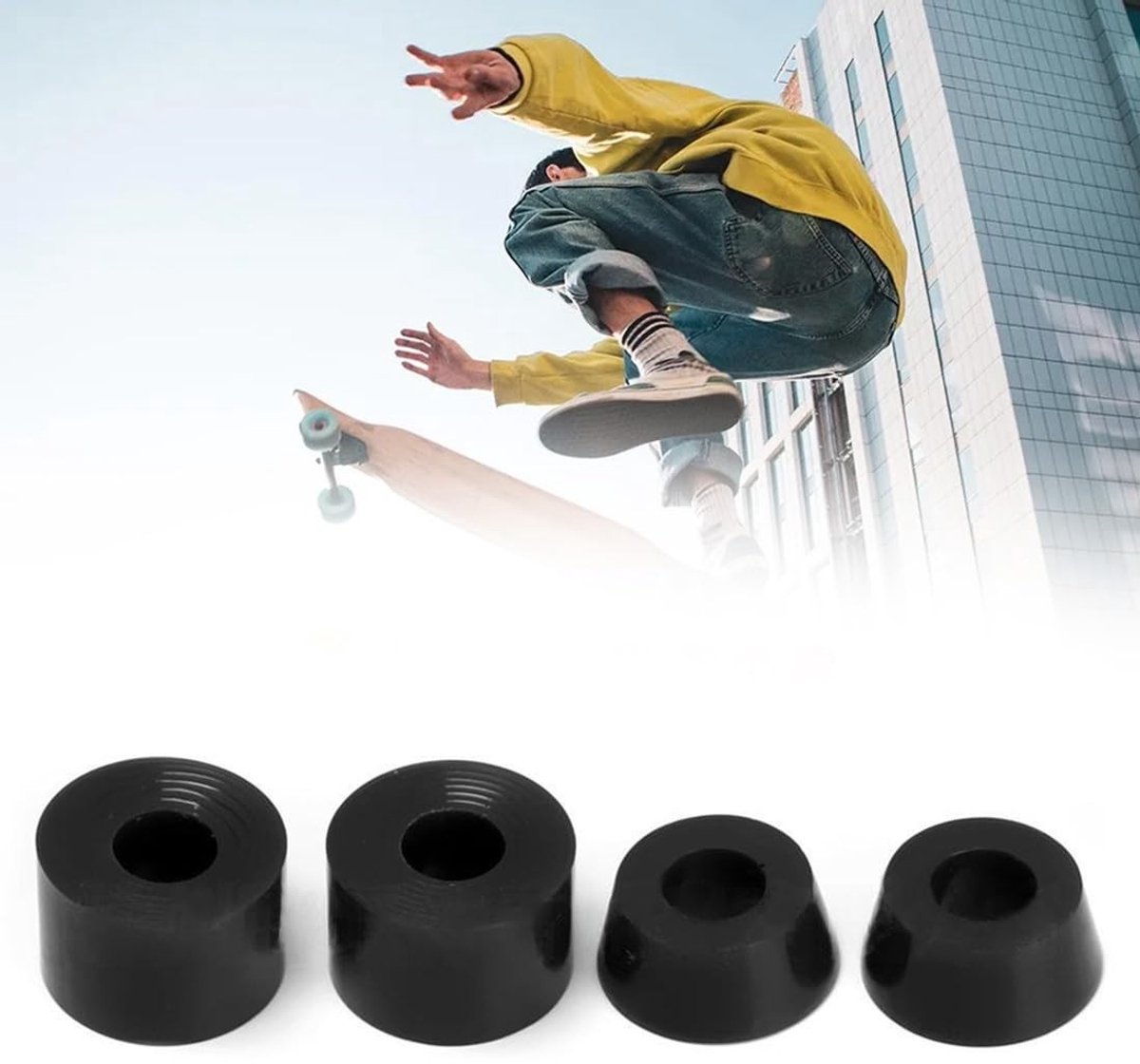 Cosensi- Stuurbussen 4-delige set - Schokdempers - Bussen/Pivot-cups - Skateboard/Longboard - Hoogwaardig PU-materiaal - Duurzaam en flexibel - Skateboardlagers