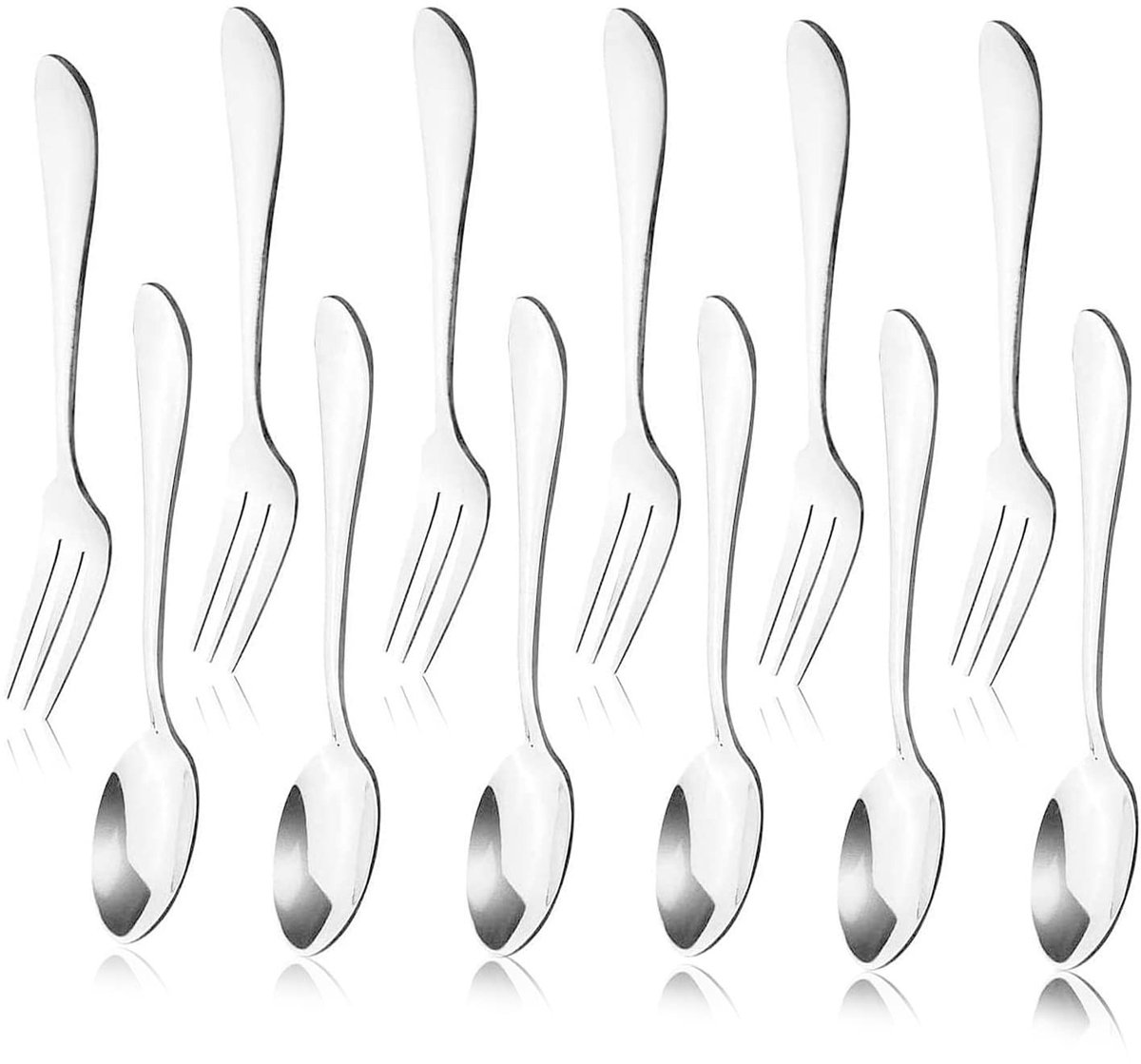 Cosensi- Theelepels 12 Stuks - Vorken 12 Stuks - Roestvrij Staal - Keuken Accessoires - Bruiloft - Duurzaam en Makkelijk te Reinigen - Servies